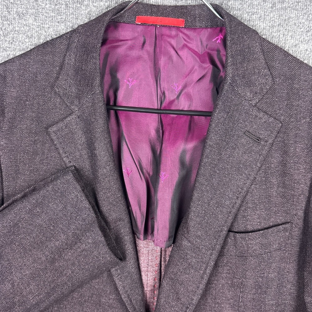 ISAIA‎ Sport Coat Blazer Mens 52(42R) Purple Dustin Wool Cashmere Cotton Italy